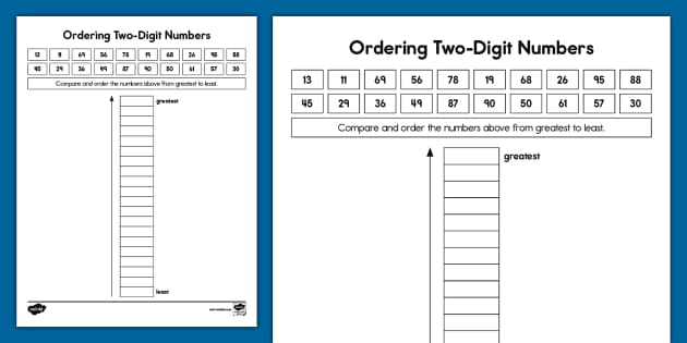 Second Grade Ordering Two-Digit Numbers (teacher made)