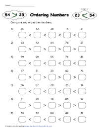 Ordering Numbers Worksheets