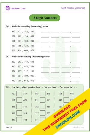 ordering 3 digit numbers worksheet year 2