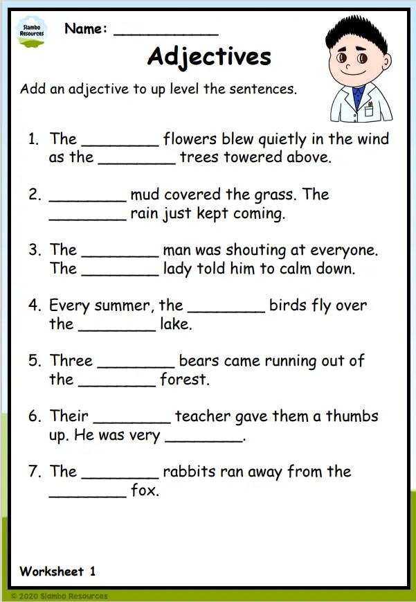 Grade 4 Adjective Worksheets | Free Printables | Worksheets