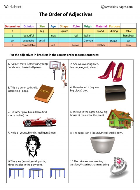 The Order of Adjectives worksheet Worksheets Library