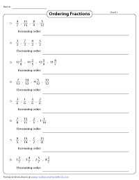 ordering fractions worksheet 4th grade