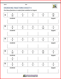 Comparing Fractions Worksheet