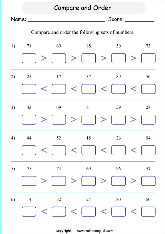 Printable primary math worksheet for math grades 1 to 6 based on ...