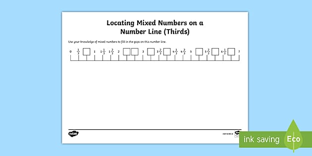 ordering mixed numbers on a number line worksheet