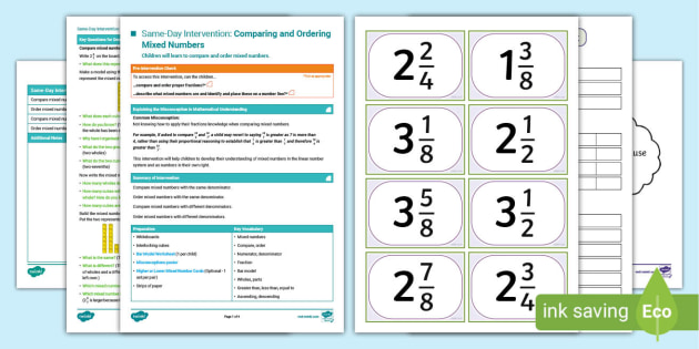 ? Y4 Maths Intervention Comparing and Ordering Mixed Numbers