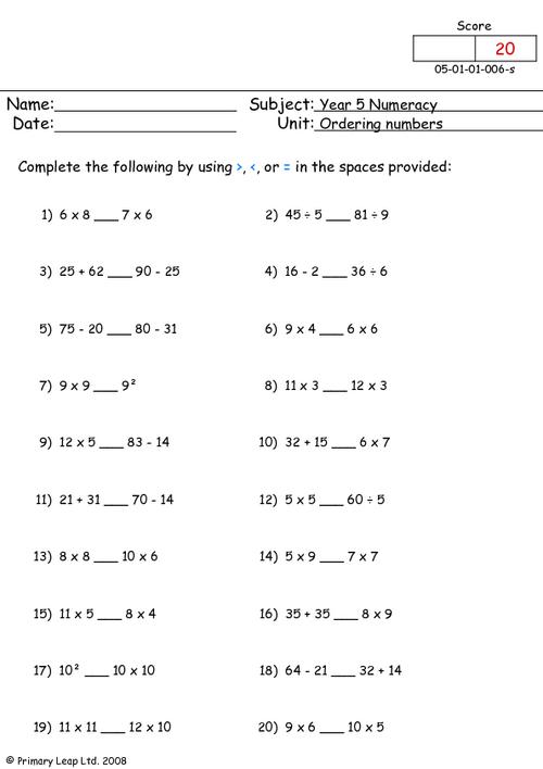 Numeracy: Negative numbers | Worksheet | PrimaryLeap.co.uk