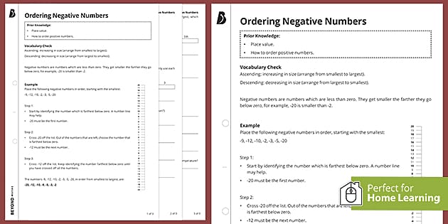 ? Ordering Negative Numbers KS3 Worksheet | Beyond Secondary