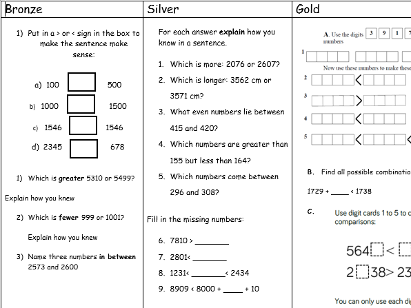 ordering numbers beyond 1000 worksheet