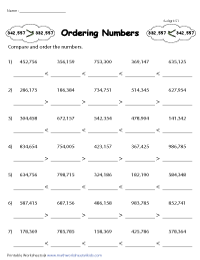 Ordering Numbers Worksheets