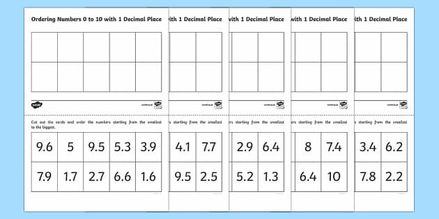 ordering numbers decimals worksheet