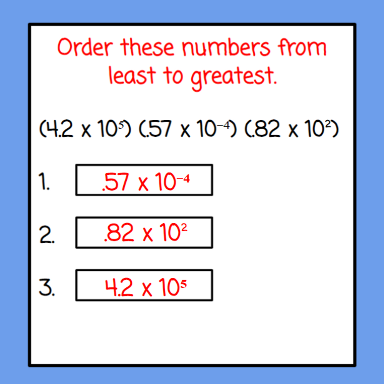 Scientific Notation - Compare and Order