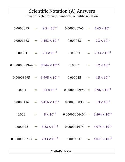 ordering numbers in scientific notation worksheet