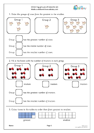 ordering numbers ks1 worksheet