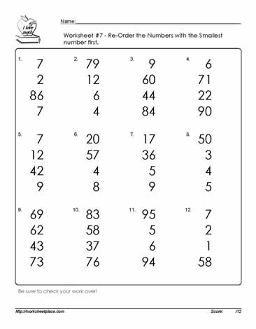 ordering numbers to 100 worksheet