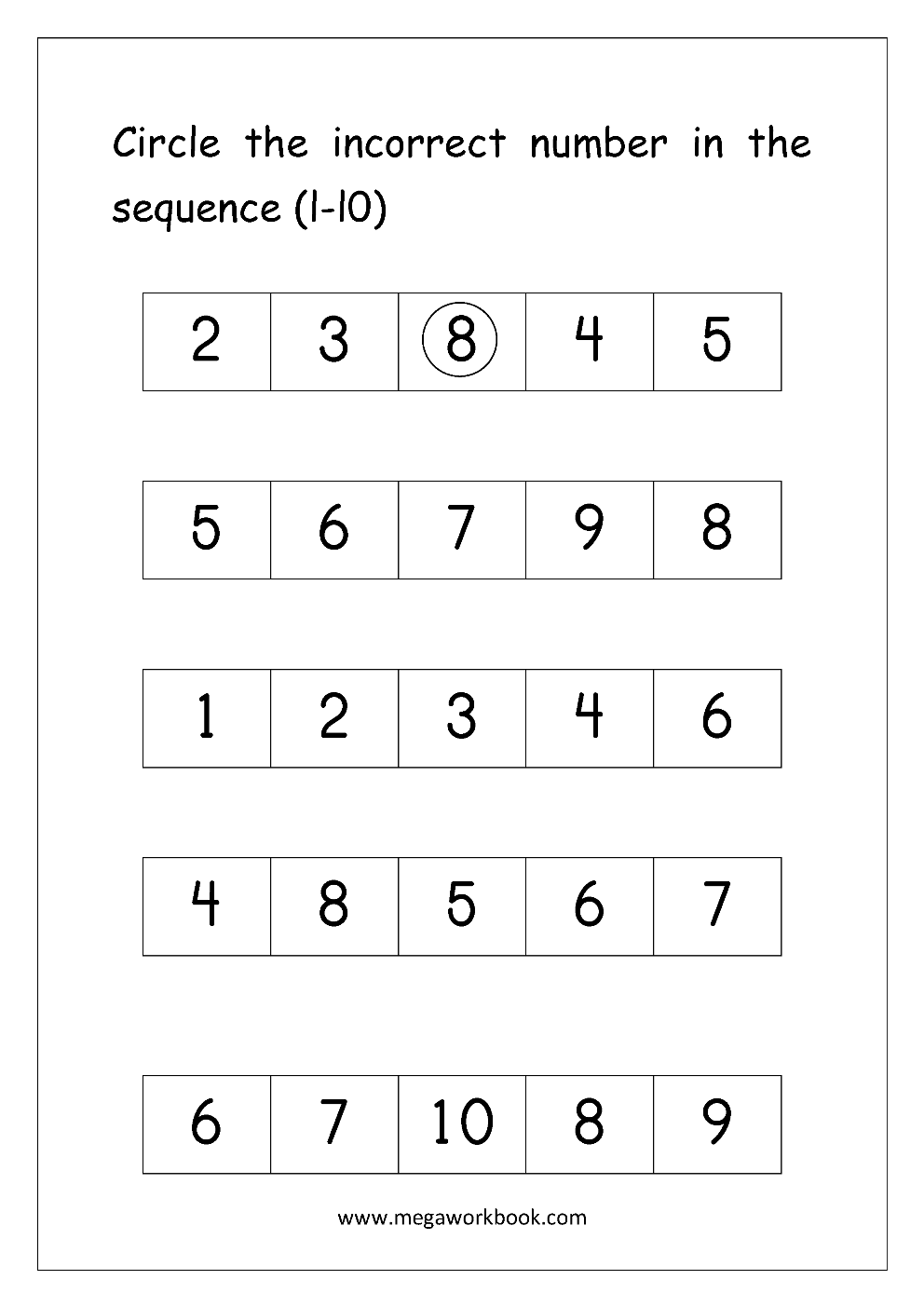 Ordering Numbers Worksheets, Missing Numbers, What comes before ...