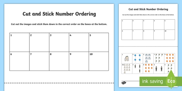 ordering numbers up to 10 worksheet