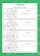 1st Grade Ordering Numbers Worksheets