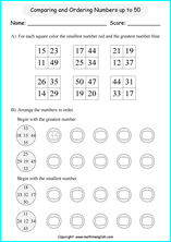Grade 1 comparing and ordering numbers up to 100 math school ...