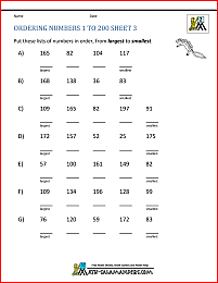 Ordering Numbers Worksheets up to 1000