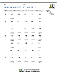 ordering numbers worksheet 2nd grade