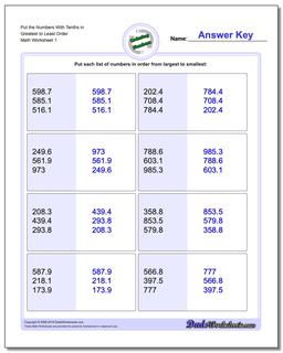 ordering numbers worksheet 5th