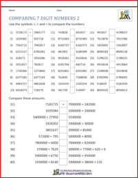 ordering numbers worksheet 6th