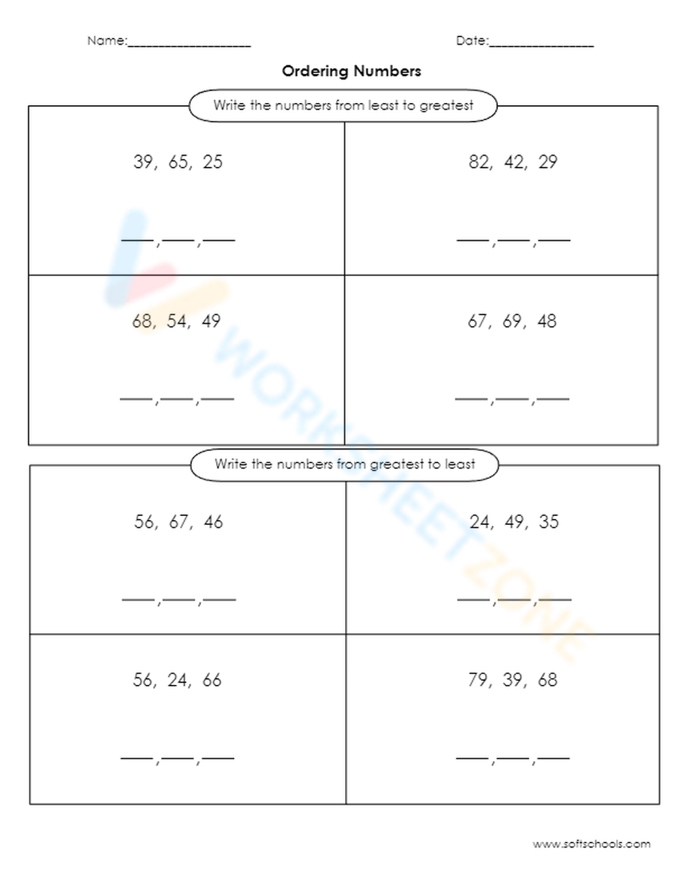 Ordering Numbers 8 Worksheet - Worksheets Library
