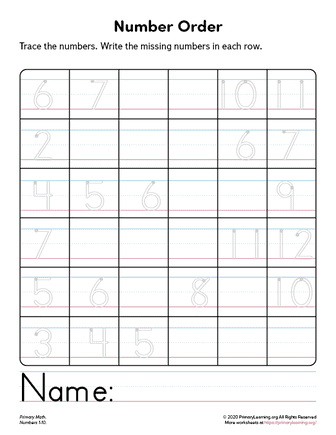 Number Order Worksheet - Part 2  