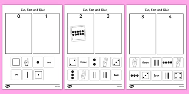 ordering numbers worksheet cut and stick