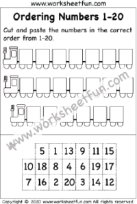 ordering numbers worksheet cut and stick