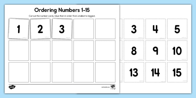 ordering numbers worksheet cut and