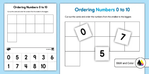 Ordering Numbers Zero to Ten Cut and Paste Activity - Twinkl