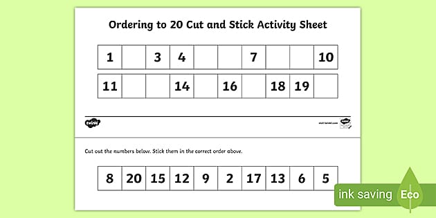 Ordering Numbers to 20 Worksheet - Maths Teaching Resource