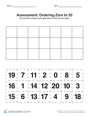 Assessment: Ordering Zero to 20 | Interactive Worksheet ...
