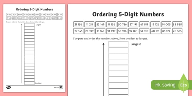 Place Value Ordering 5-Digit Numbers Worksheet / Worksheet ...