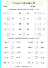 Grade 1 comparing and ordering numbers up to 20 math school ...