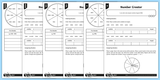 ordering numbers worksheet for 4th