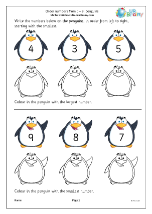 Ordering Numbers Maths Worksheets for Later Reception (age 4-5 ...