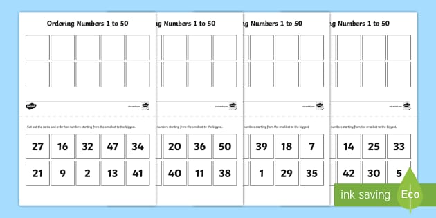 ordering numbers worksheet for year 1