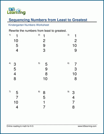 Ordering numbers worksheets for preschool and kindergarten | Worsheets library...
