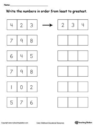 FREE* Least to Greatest Number Sorting 1 Through 9 ...
