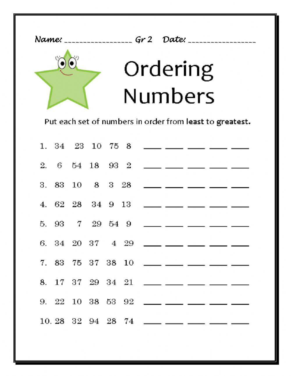 Ordering Numbers (Range 100 to 999) (A) Worksheets Library