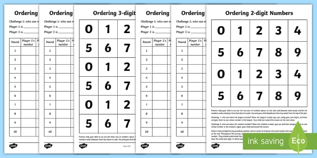 Ordering Numbers Activity - Ordering Numbers Worksheet