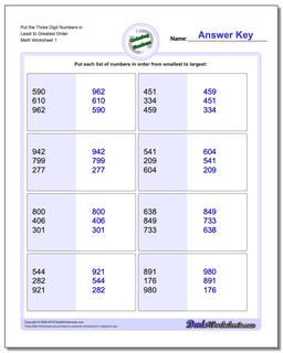 Ordering Numbers: Least to Greatest Ordering
