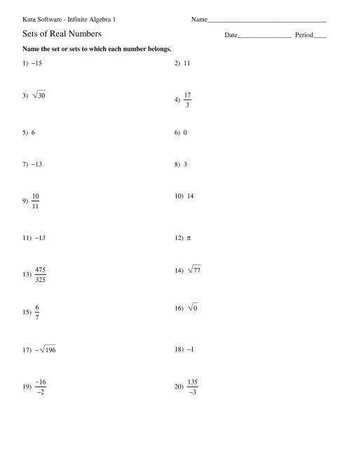 Number Sets.pdf - Kuta Software