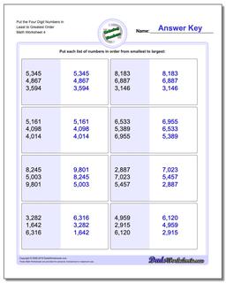 Ordering Numbers: Least to Greatest Ordering