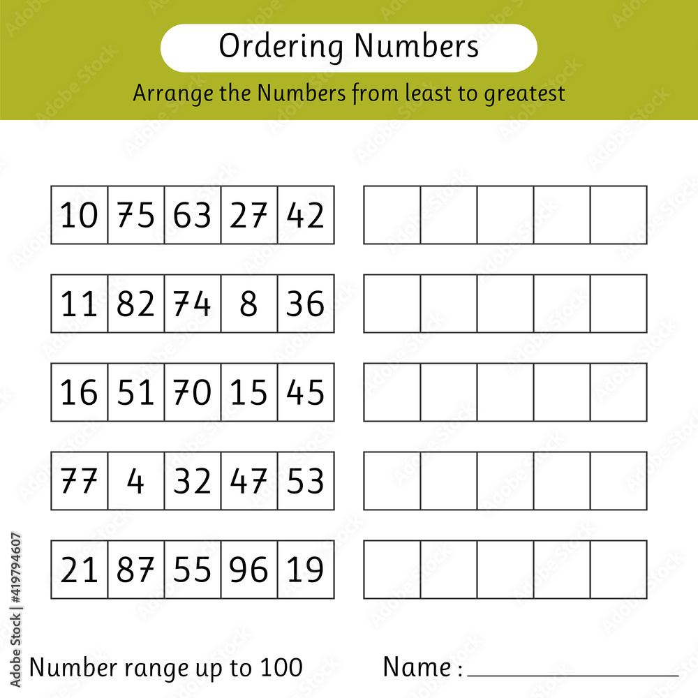 ordering numbers worksheet least to