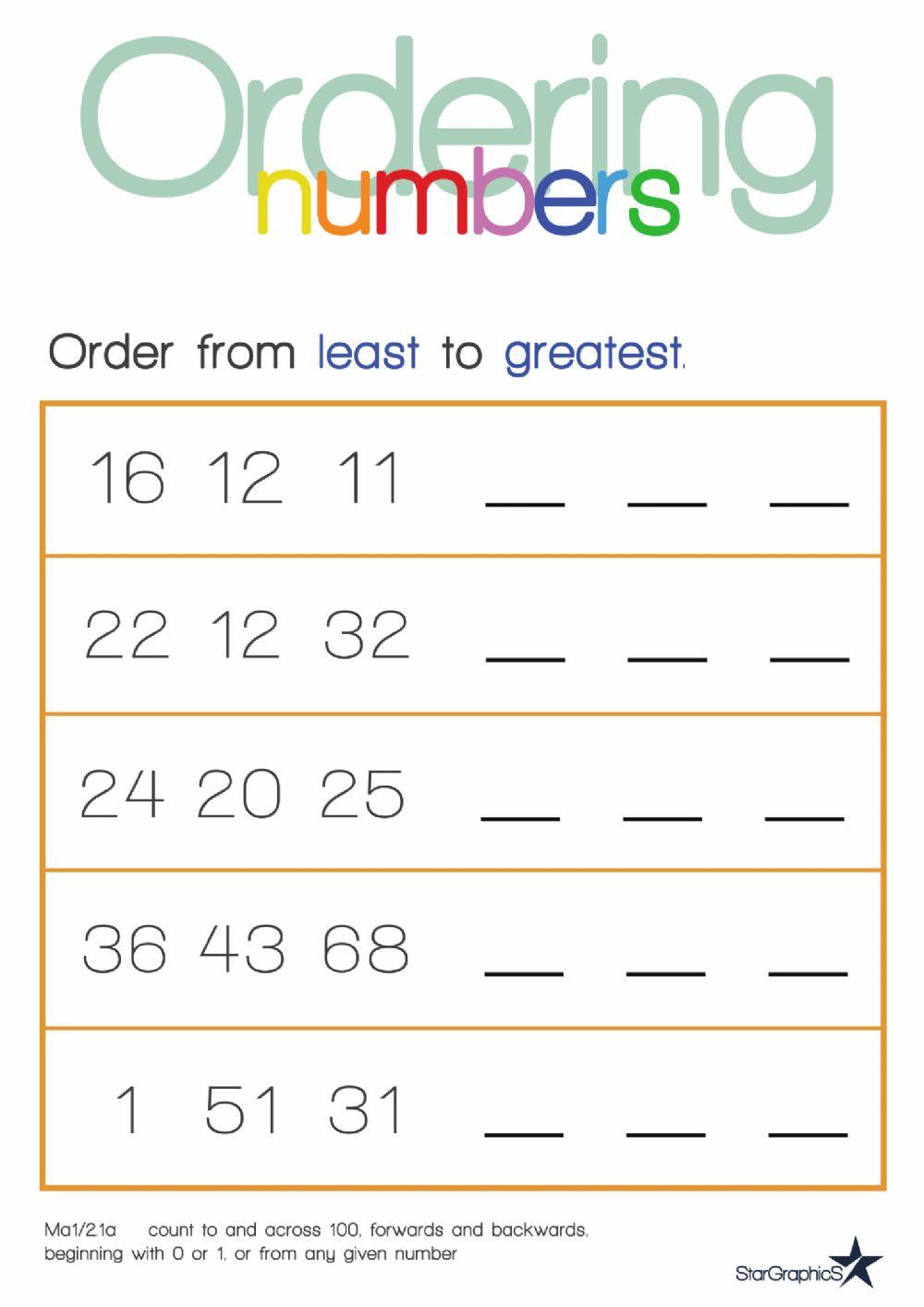 Free ordering numbers worksheet least to, Download Free ordering ...