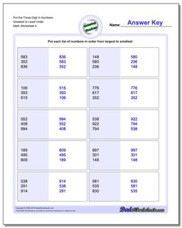 Ordering Numbers: Greatest to Least Ordering